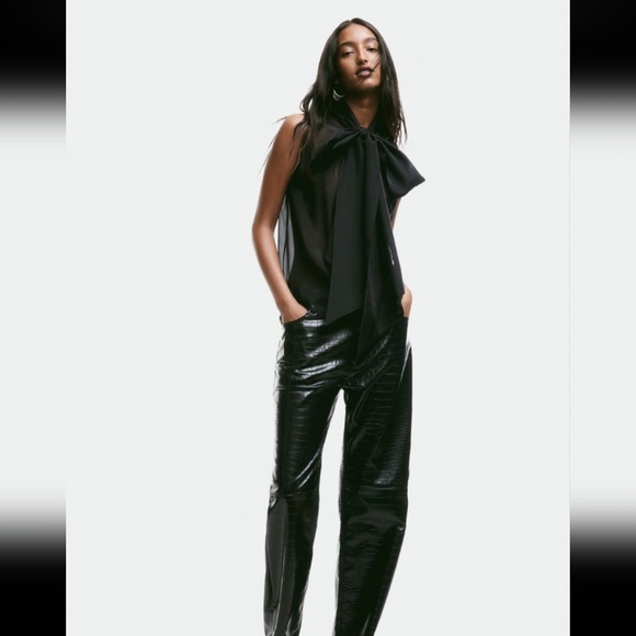 Sheer tie-neck blouse size S - Picture 1 of 11